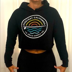 Black Cropped Hoodie w California Logo